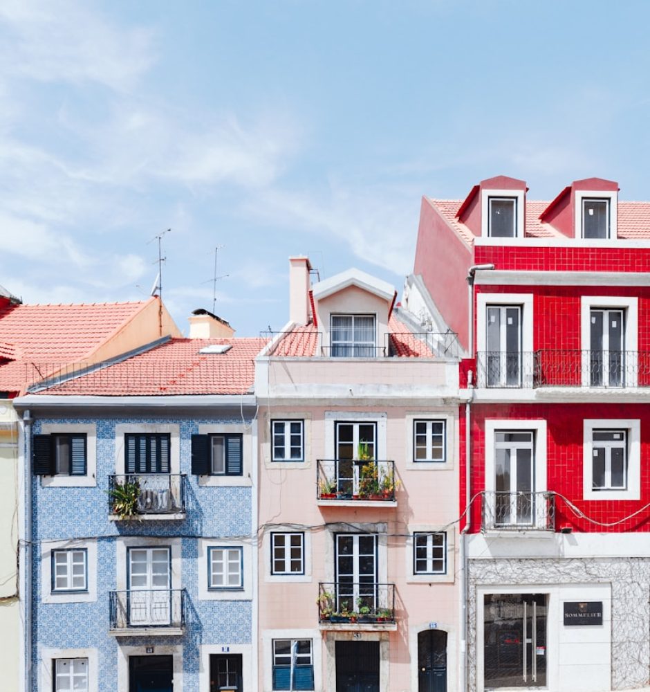 white and red concrete house